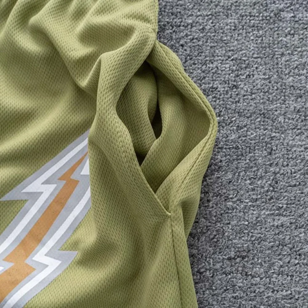 Eric Emanuel Logo Lightning Print Casual Shorts in Green - Picture 3 of 7